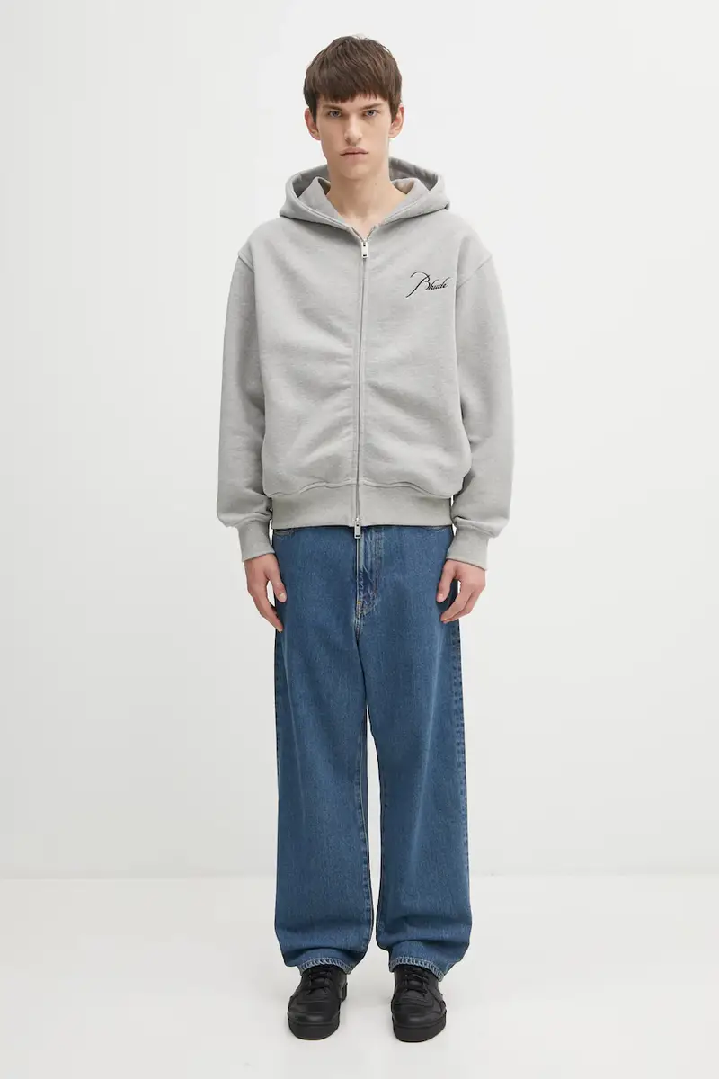 felpa Classique side zip uomo colore grigio con cappuccio RHFW25ST04829 miniatura 5