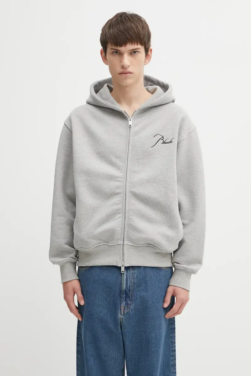 felpa Classique side zip uomo colore grigio con cappuccio RHFW25ST04829