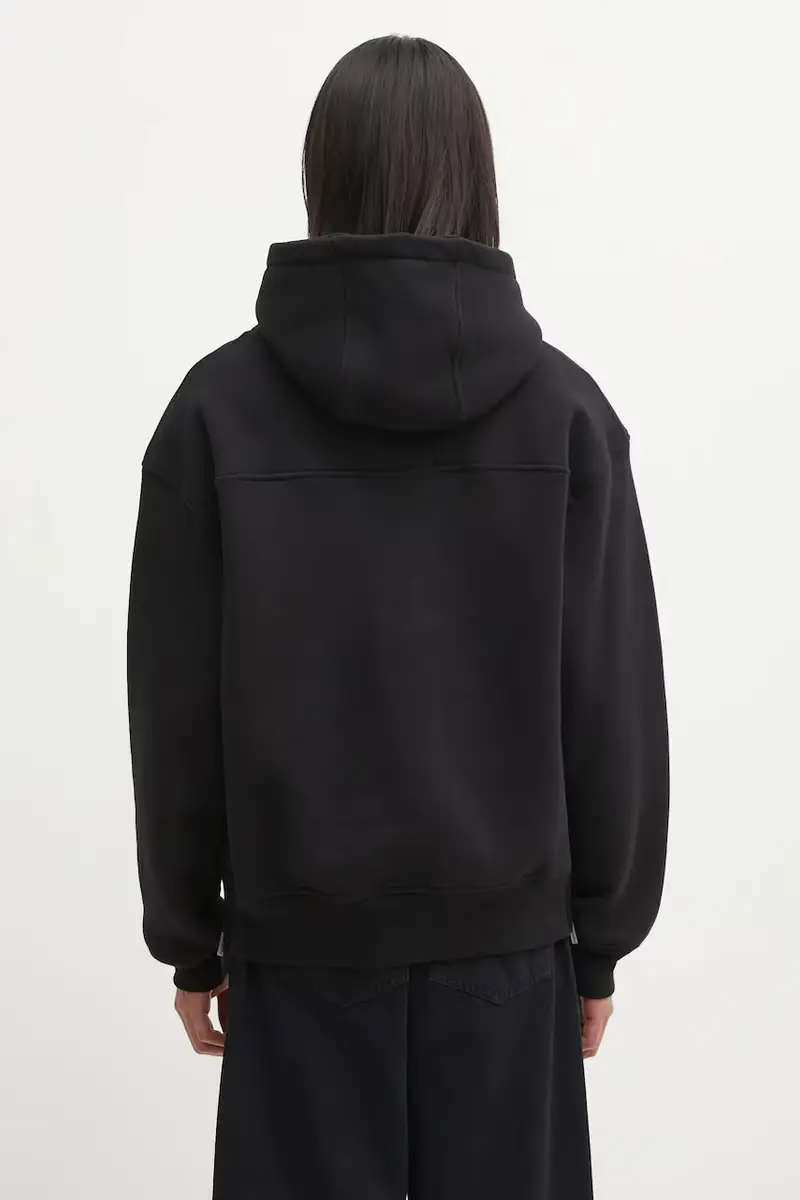 felpa in cotone Classique side zip uomo colore nero con cappuccio RHFW25HO06012 miniatura 3