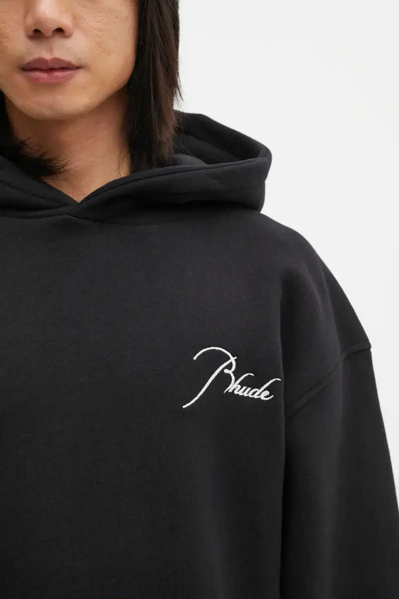 felpa in cotone Classique side zip uomo colore nero con cappuccio RHFW25HO06012 miniatura 5