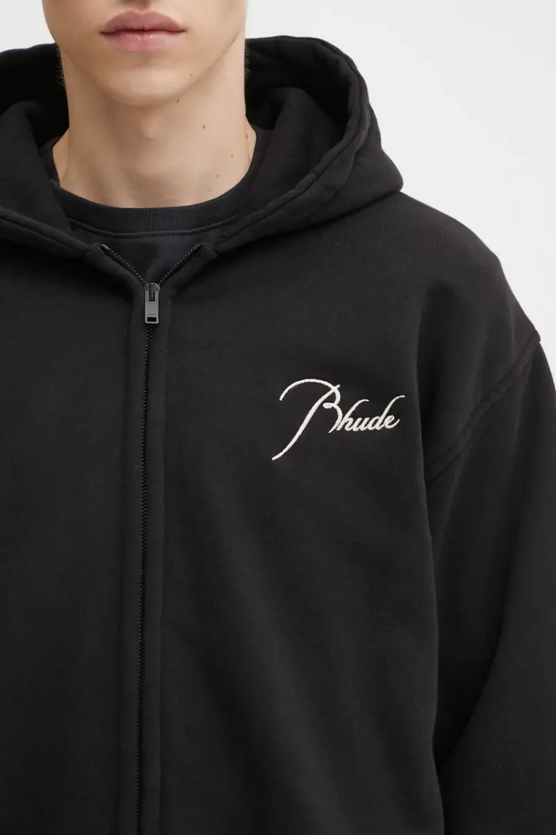 felpa in cotone Classique zip up uomo colore nero con cappuccio con applicazione RHFW25HO05012 miniatura 4