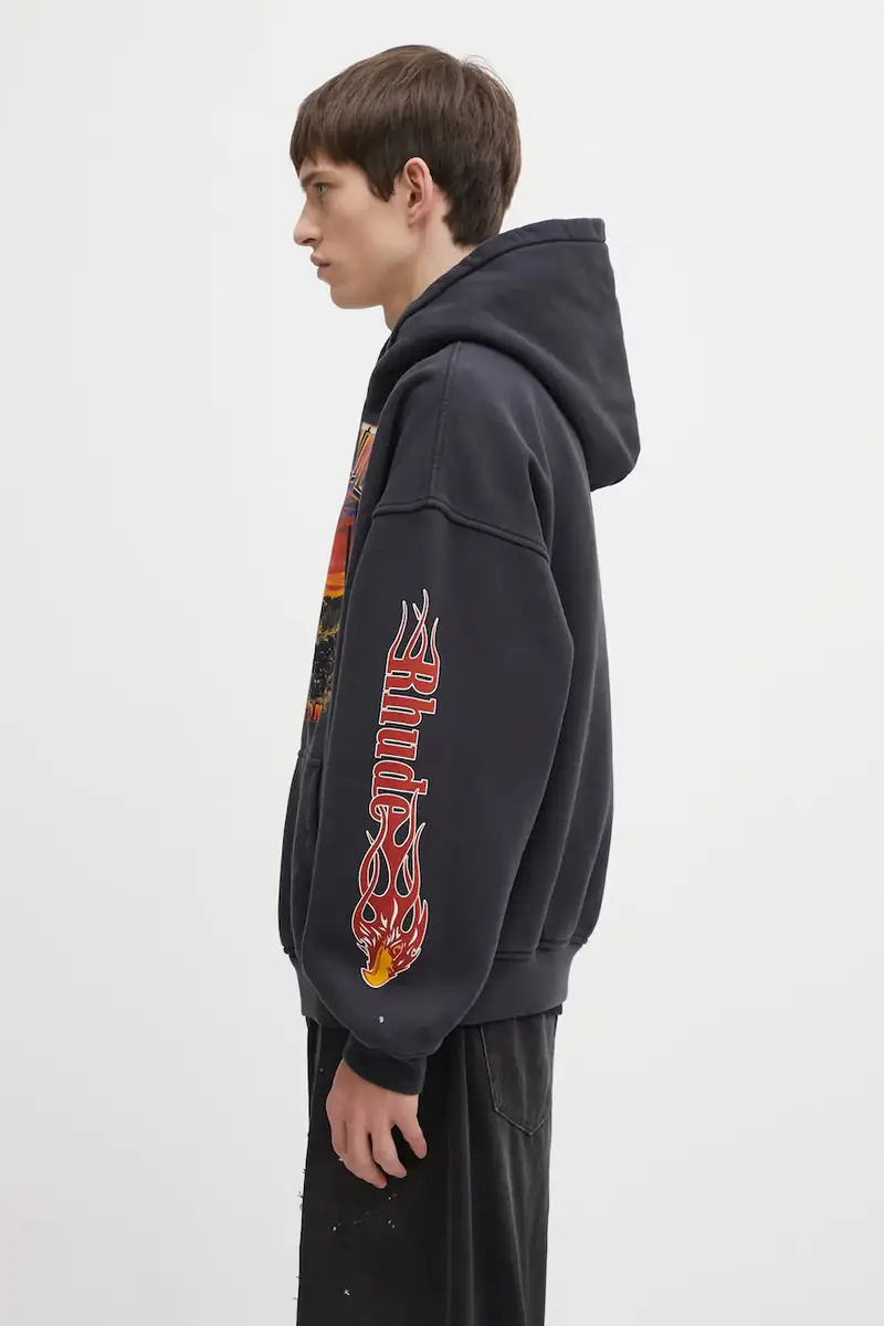 felpa in cotone Mesa stallion uomo colore nero con cappuccio RHFW25HO04012 miniatura 2