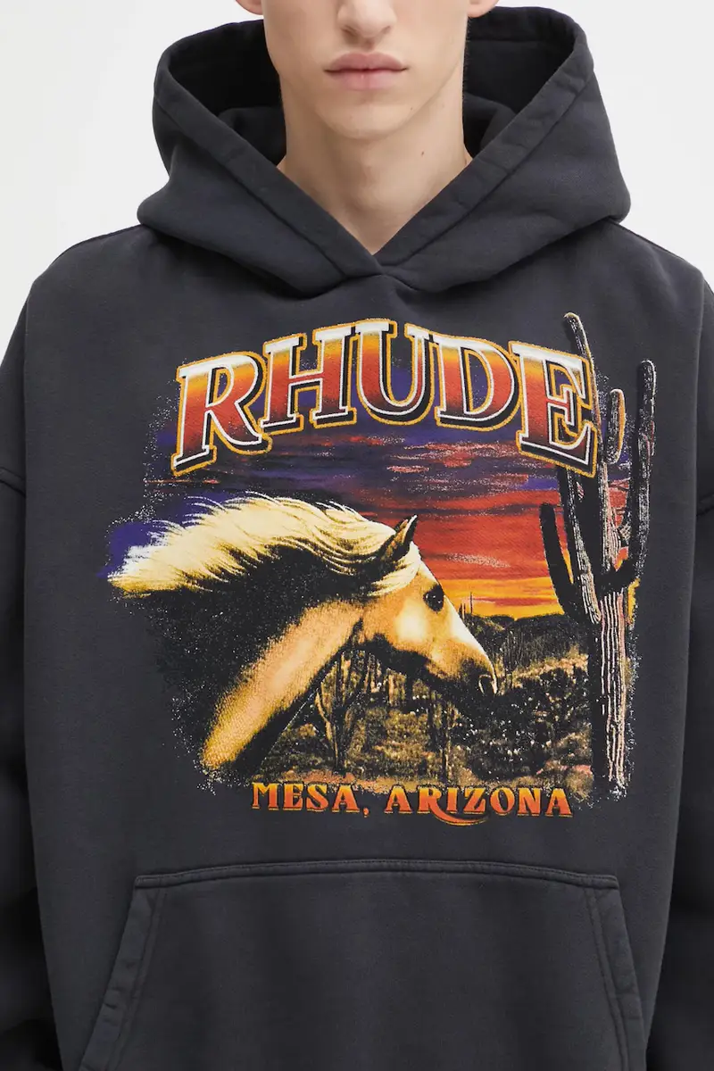 felpa in cotone Mesa stallion uomo colore nero con cappuccio RHFW25HO04012 miniatura 4