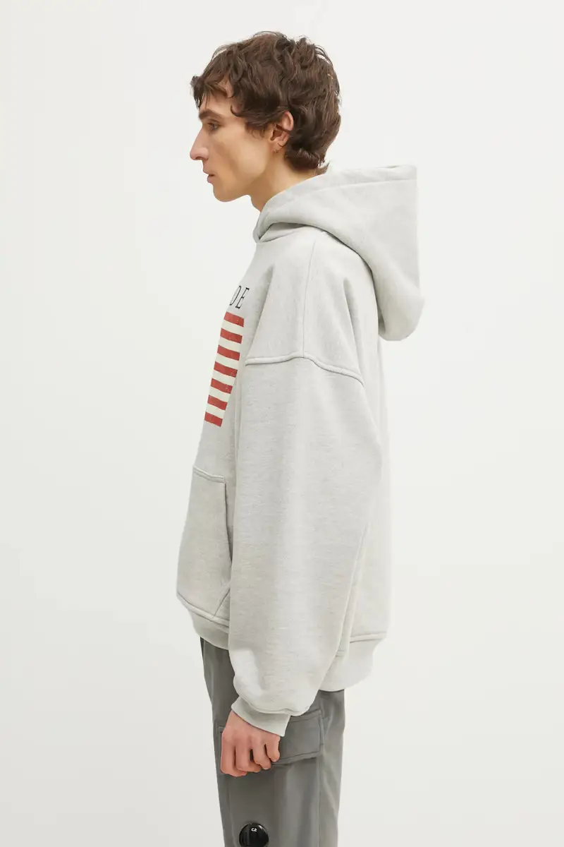 Rhude Maglia in cotone Grigio con Stampa USA Flag miniatura 2