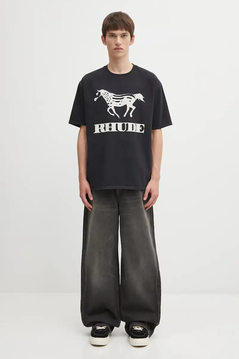 RHUDE T-shirt Uomo Nero 3395670 miniatura 5