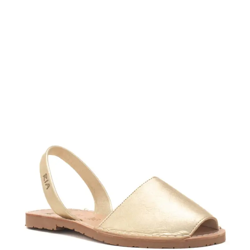 sandali slip on bassi da donna in vera pelle champagne miniatura 2
