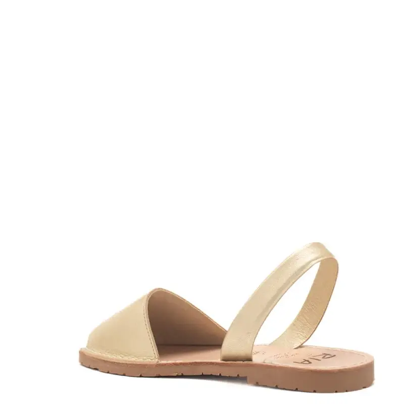 sandali slip on bassi da donna in vera pelle champagne miniatura 3
