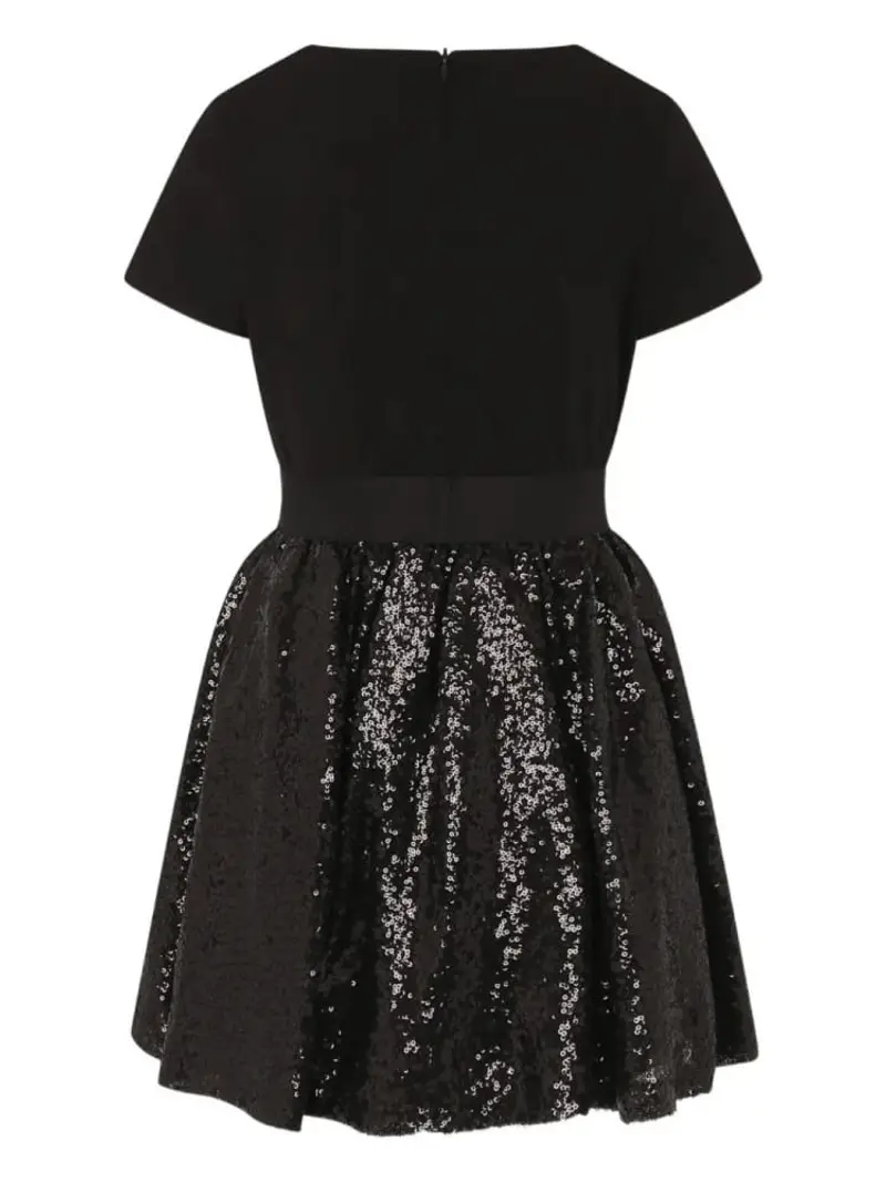 Richmond abito nero bambina in cotone logo in vita miniatura 2