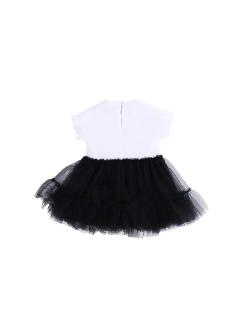 Richmond abito nero neonata in cotone gonna in tulle logo a contrasto miniatura 2
