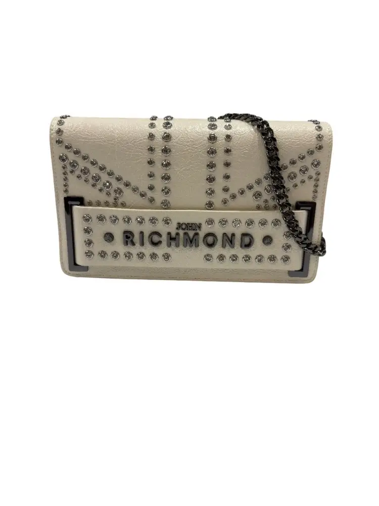 borsa bianca donna con borchie e logo