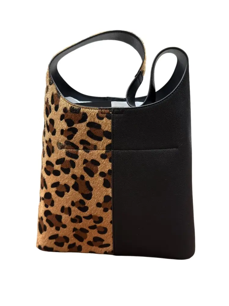 borsa nera donna animalier logo oro miniatura 2
