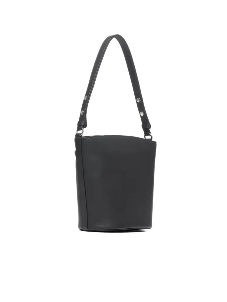 borsa nera donna in ecopelle logo in metallo oro miniatura 3