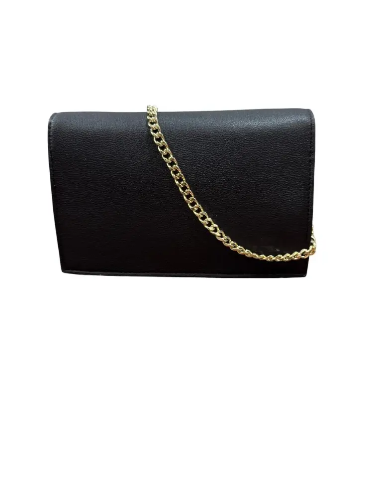 borsa nera donna logo in oro miniatura 2