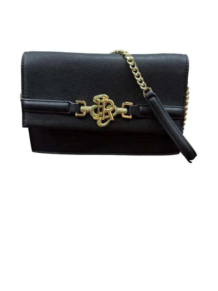 borsa nera donna logo in oro