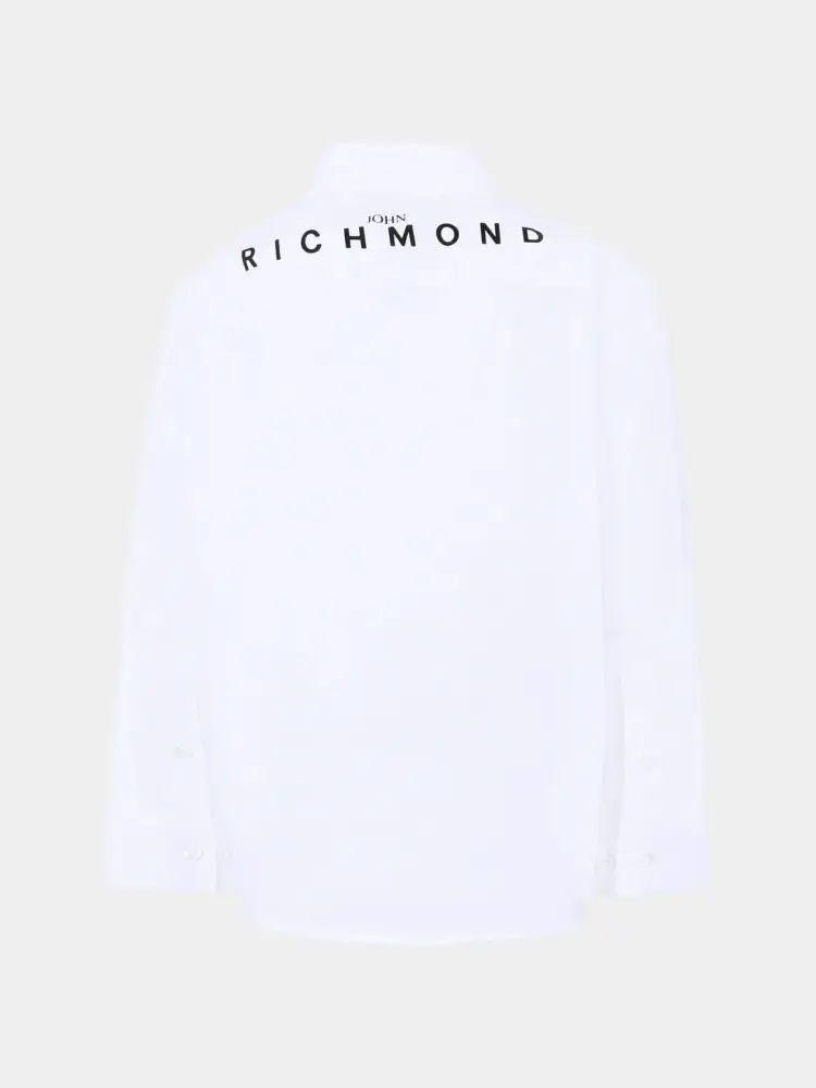 camicia bianca bambino in cotone maxi logo a contrasto miniatura 2