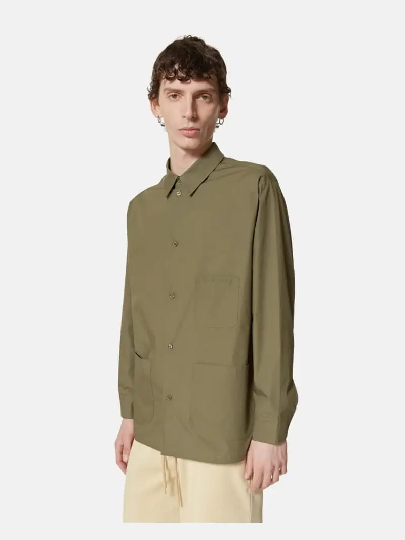 Richmond camicia verde militare uomo in cotone mini logo sulla tasca