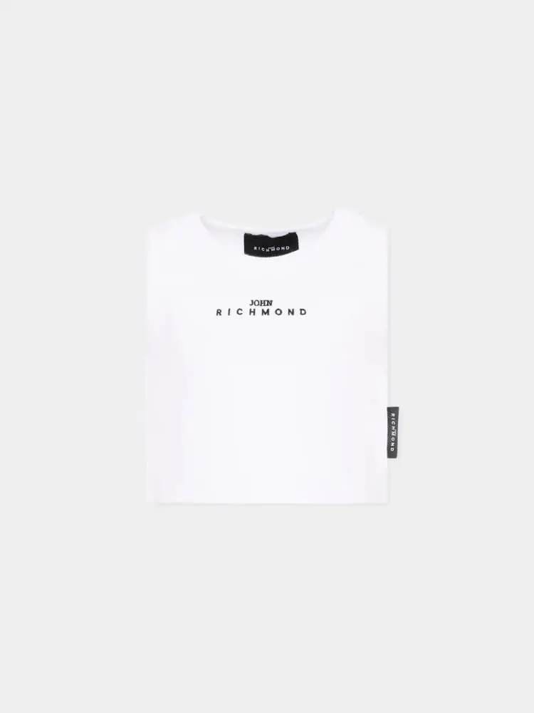 canotta bianca bambina mini logo