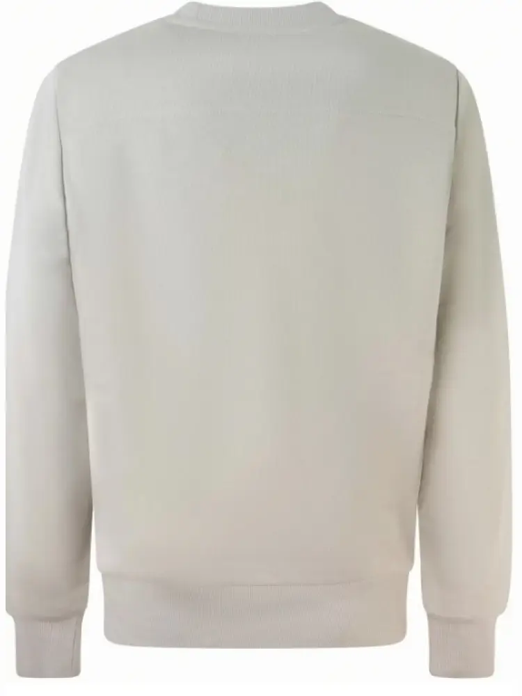 felpa beige uomo in cotone girocollo maxi logo sul davanti miniatura 2