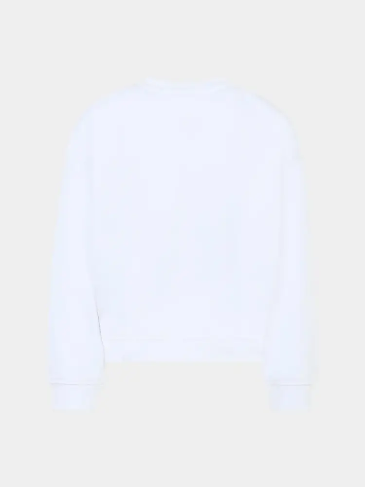 felpa bianca bambino in cotone girocollo logo in rilievo miniatura 2