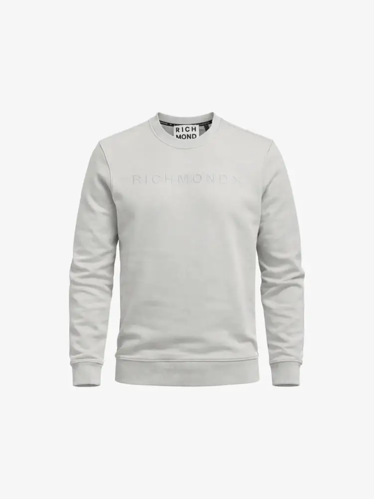 felpa grigia uomo logo lettering