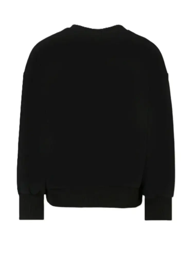 felpa nera bambina in cotone girocollo maxi logo con strass sul davanti miniatura 2