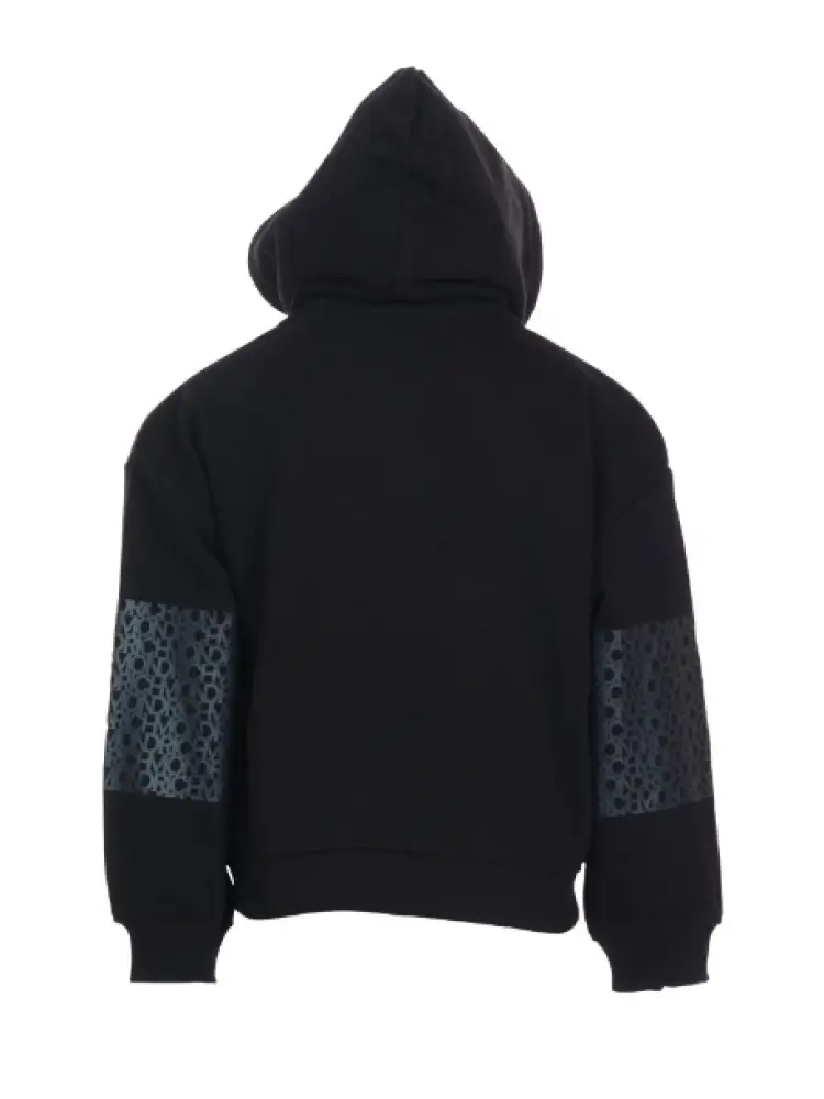 felpa nera bambino con cappuccio banda logo lettering miniatura 2