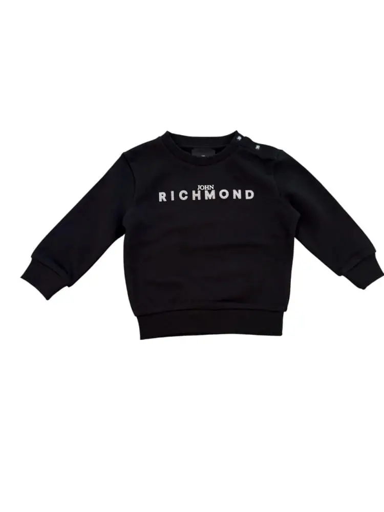 felpa nera neonato logo sul davanti