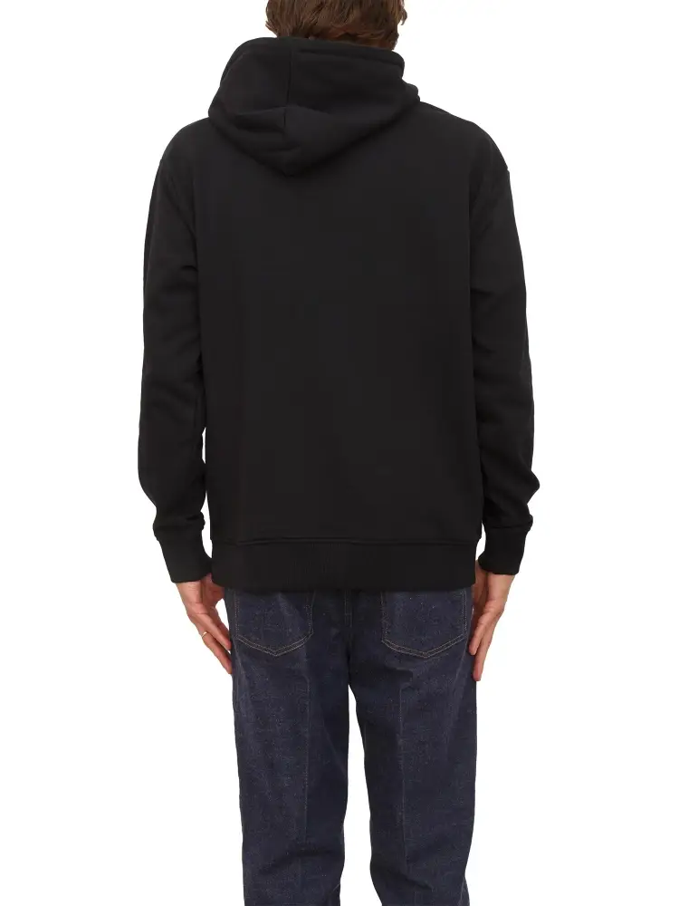 felpa nera uomo con cappuccio in misto cotone mini logo a contrasto miniatura 2