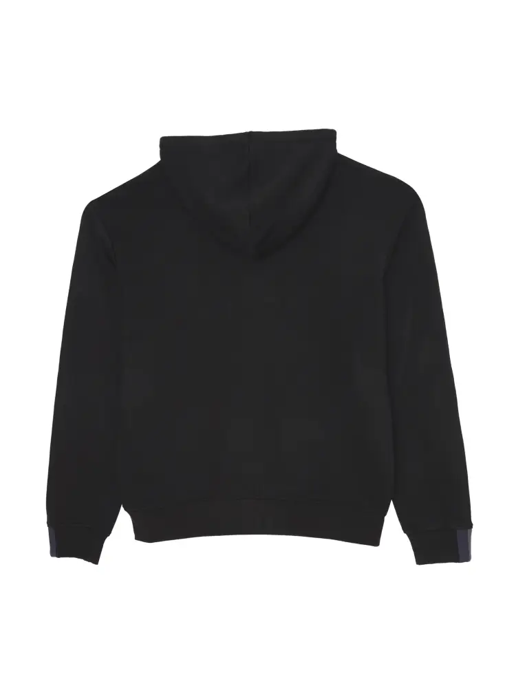felpa nera uomo in cotone con cappuccio logo sul petto miniatura 2