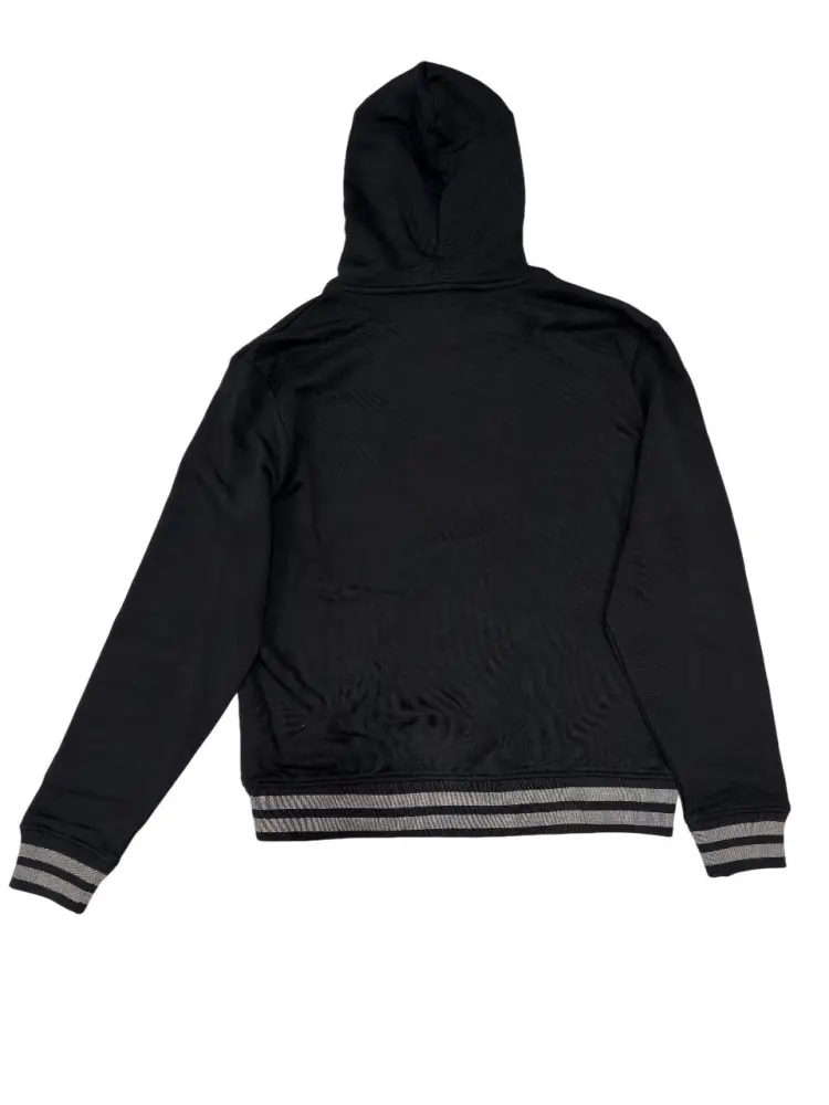 felpa nera uomo in cotone con cappuccio maxi logo in rilievo sul petto miniatura 2