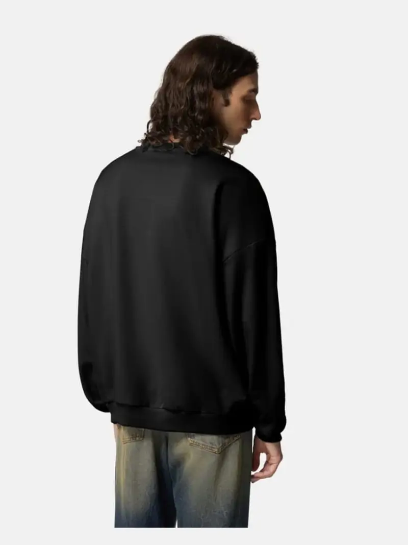 Richmond felpa nera uomo in cotone maxi logo sul davanti con strass miniatura 2