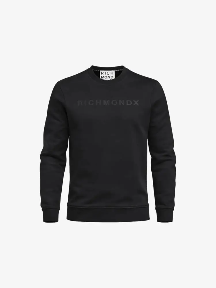 felpa nera uomo logo lettering