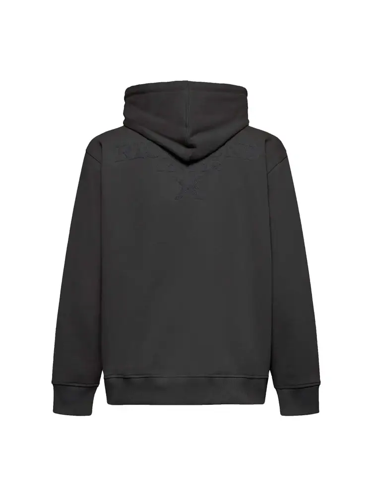 felpa nerra uomo in cotone con cappuccio maxi logo sul retro miniatura 2