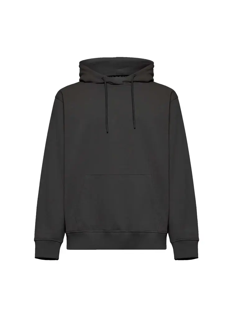 felpa nerra uomo in cotone con cappuccio maxi logo sul retro