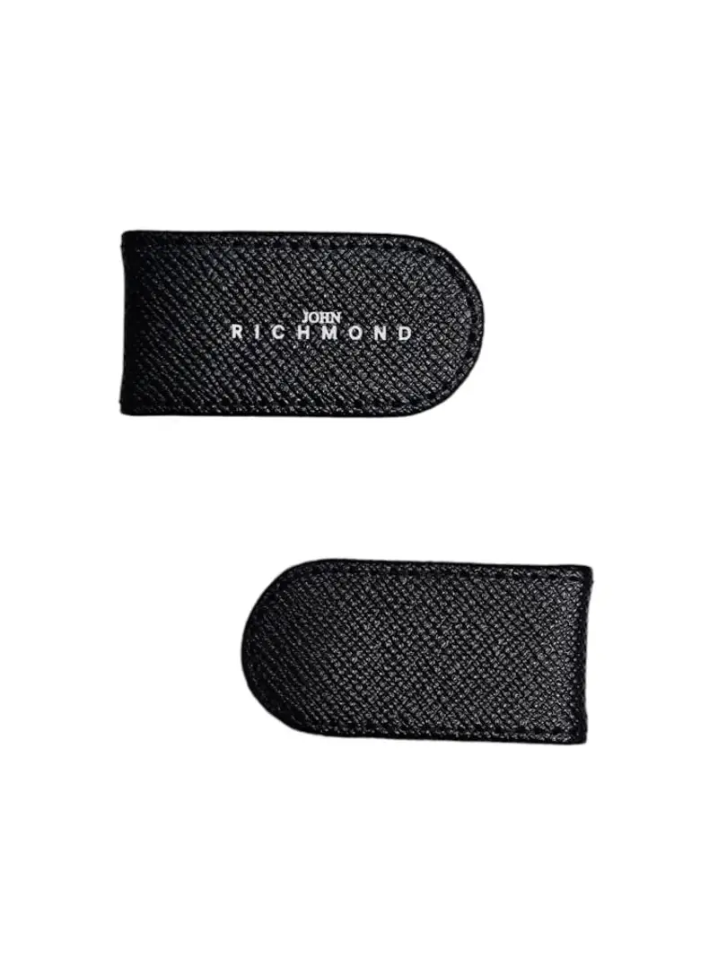 Richmond ferma soldi nero uomo in pelle mini logo a contrasto