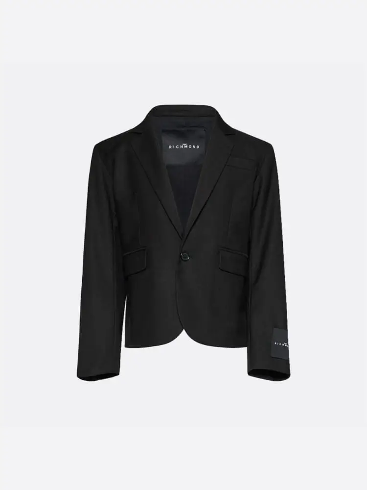 giacca nero bambino logo sul fondo