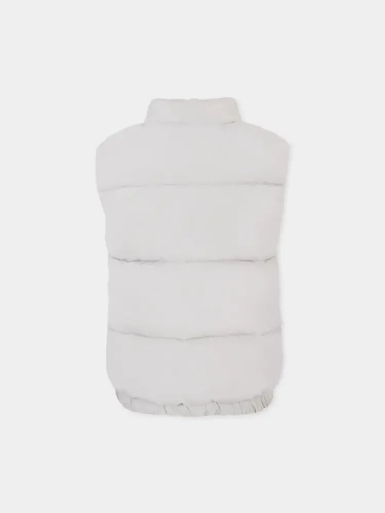 giubbotto grigio bambino smanicato patch logo sul petto in rilievo miniatura 2