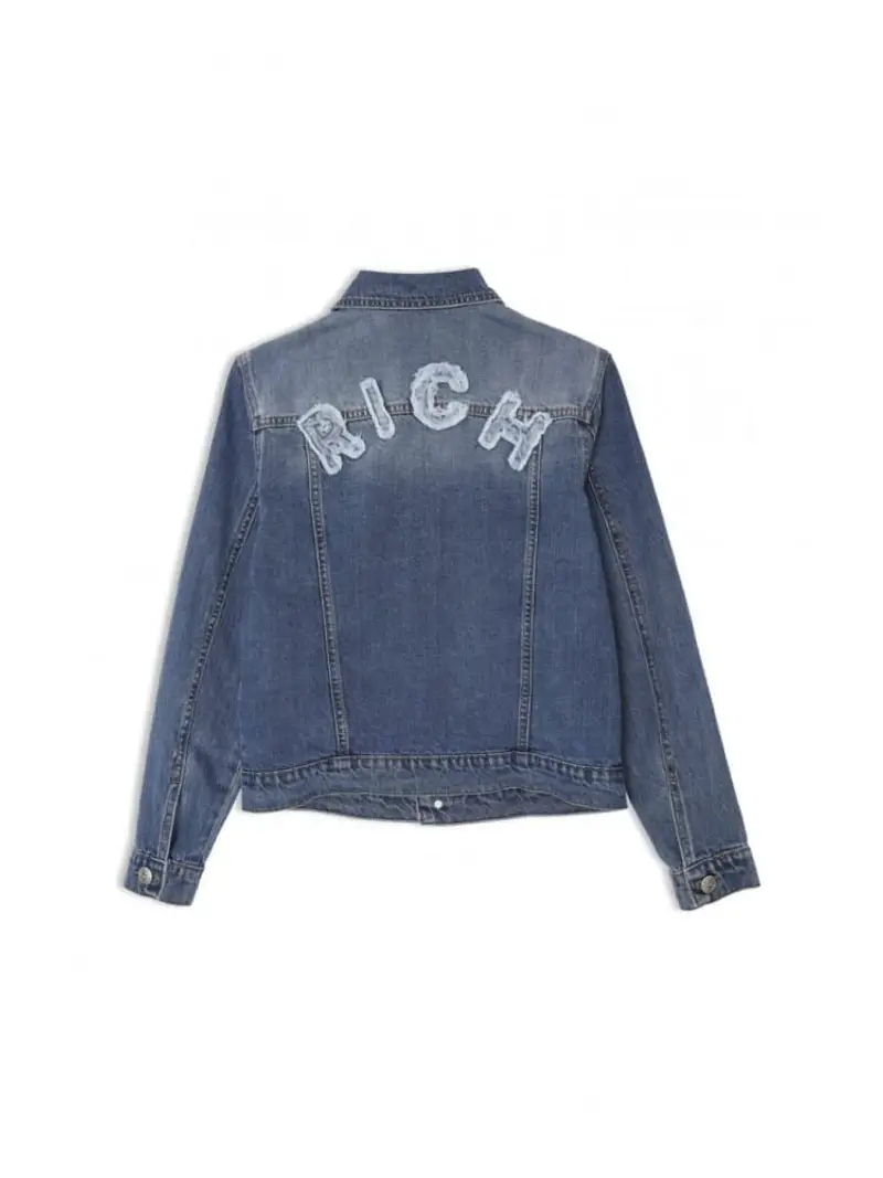 Richmond giubbotto in denim bambino in cotone patch logo sul retro in rilievo miniatura 2