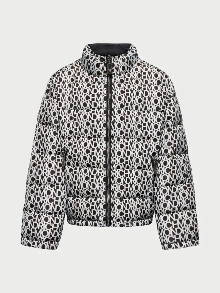 giubbotto nero bambino reversibile con logo all over miniatura 3