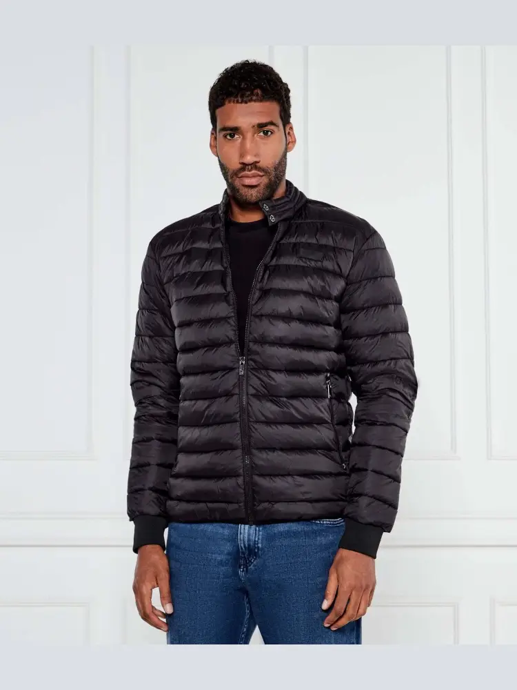 giubbotto nero uomo imbottito patch logo sul petto