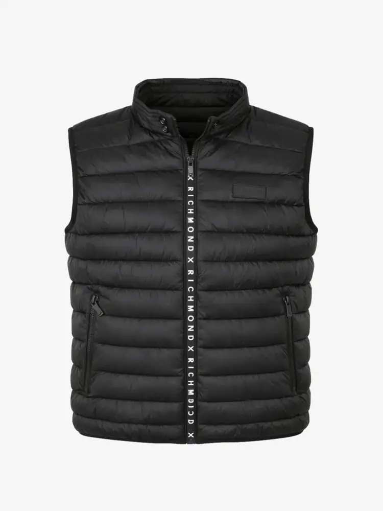 giubbotto smanicato nero uomo con logo