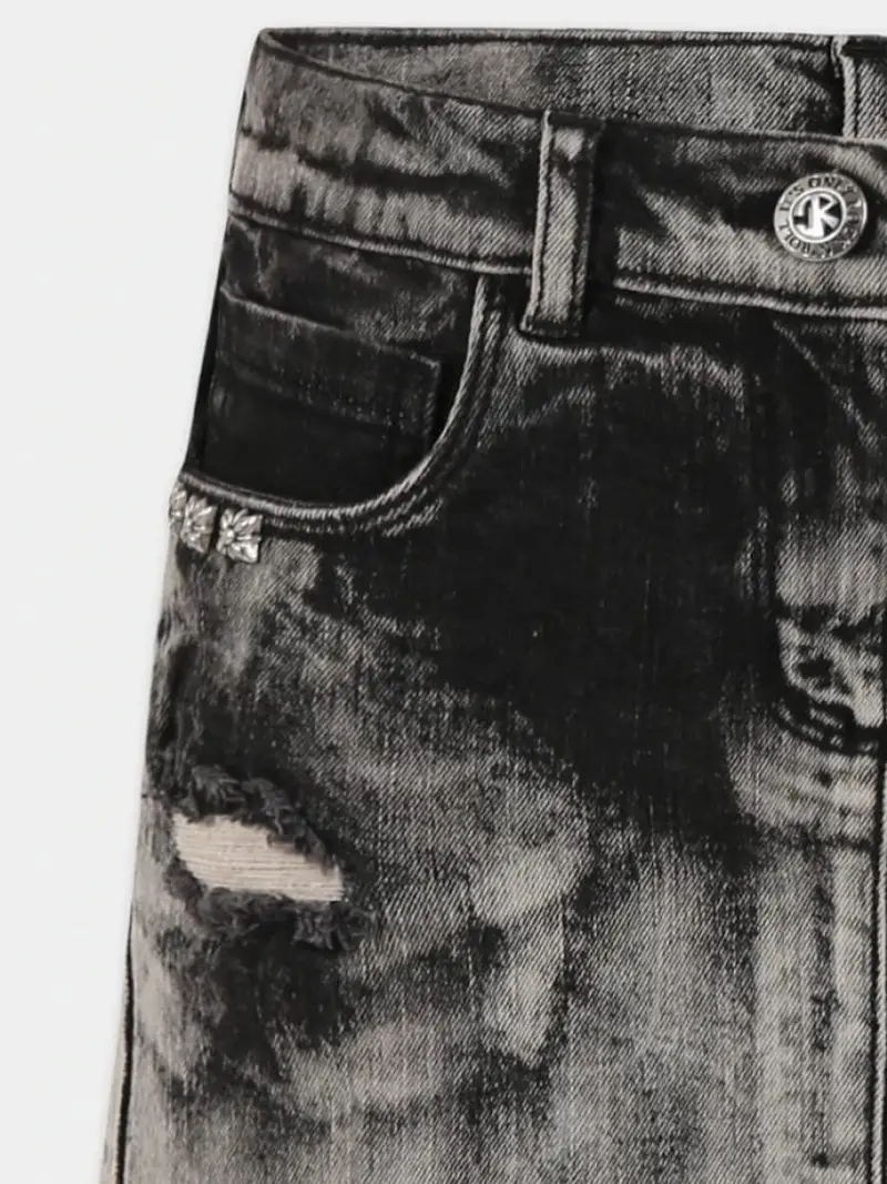 Richmond gonna nera in denim bambina effetto slavato patch logo sul retro miniatura 3