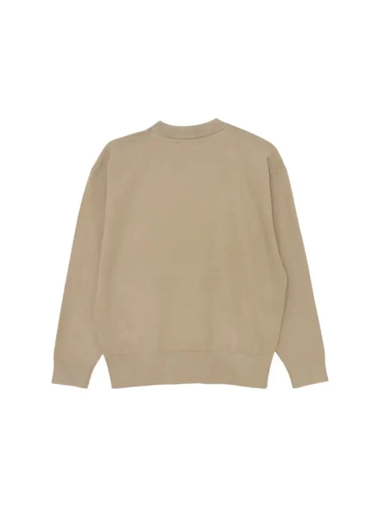 maglia beige bambino in cotone mini logo sul petto a contrasto miniatura 2