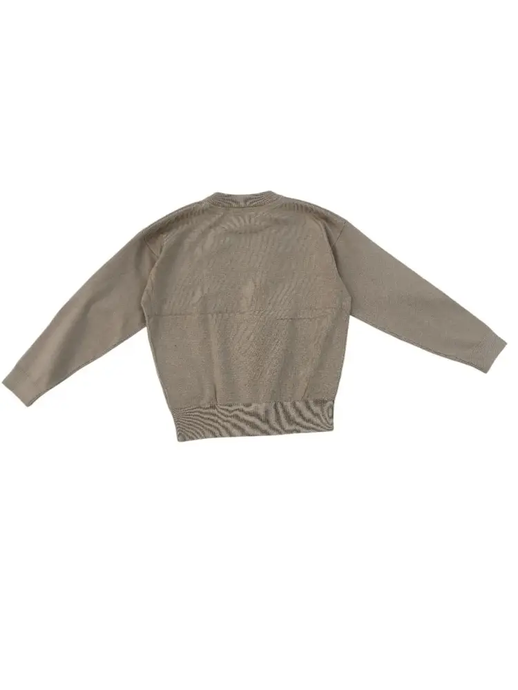 maglia beige chiaro bambino in misto viscosa mini logo a contrasto miniatura 2