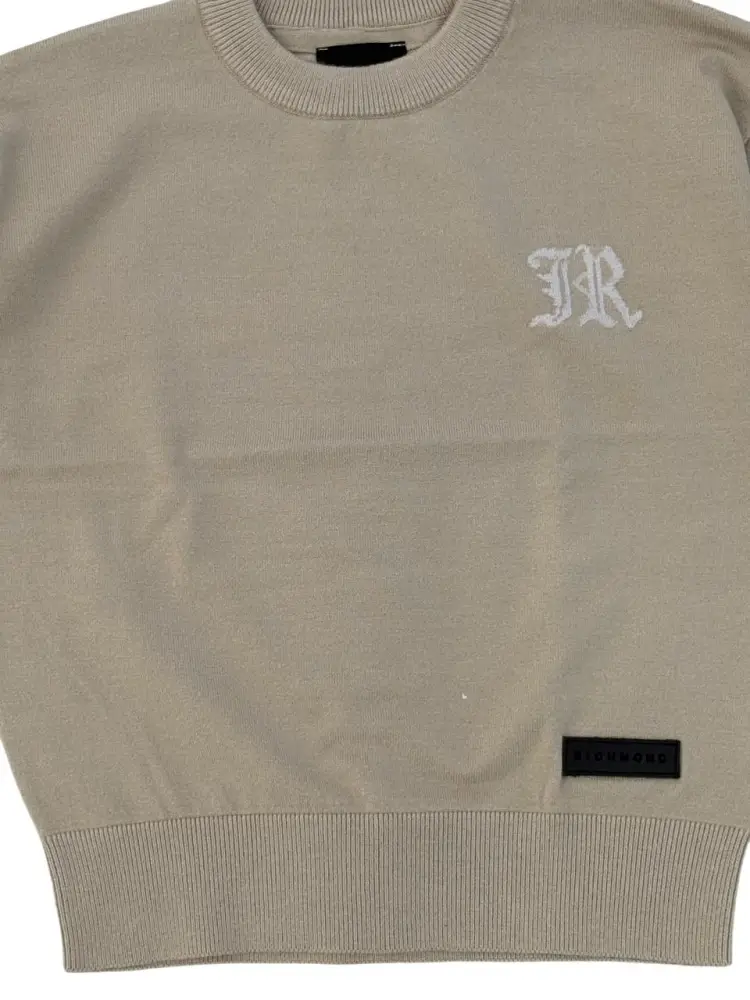 maglia beige chiaro bambino in misto viscosa mini logo a contrasto miniatura 3