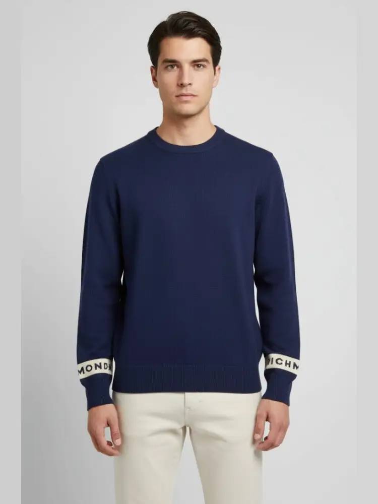 maglia blu navy uomo in misto viscosa logo lettering