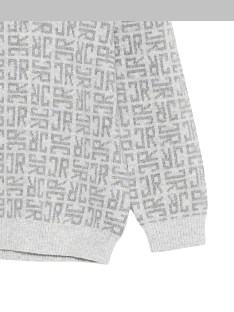 maglia grigia bambino in cotone logo monogram all over miniatura 2