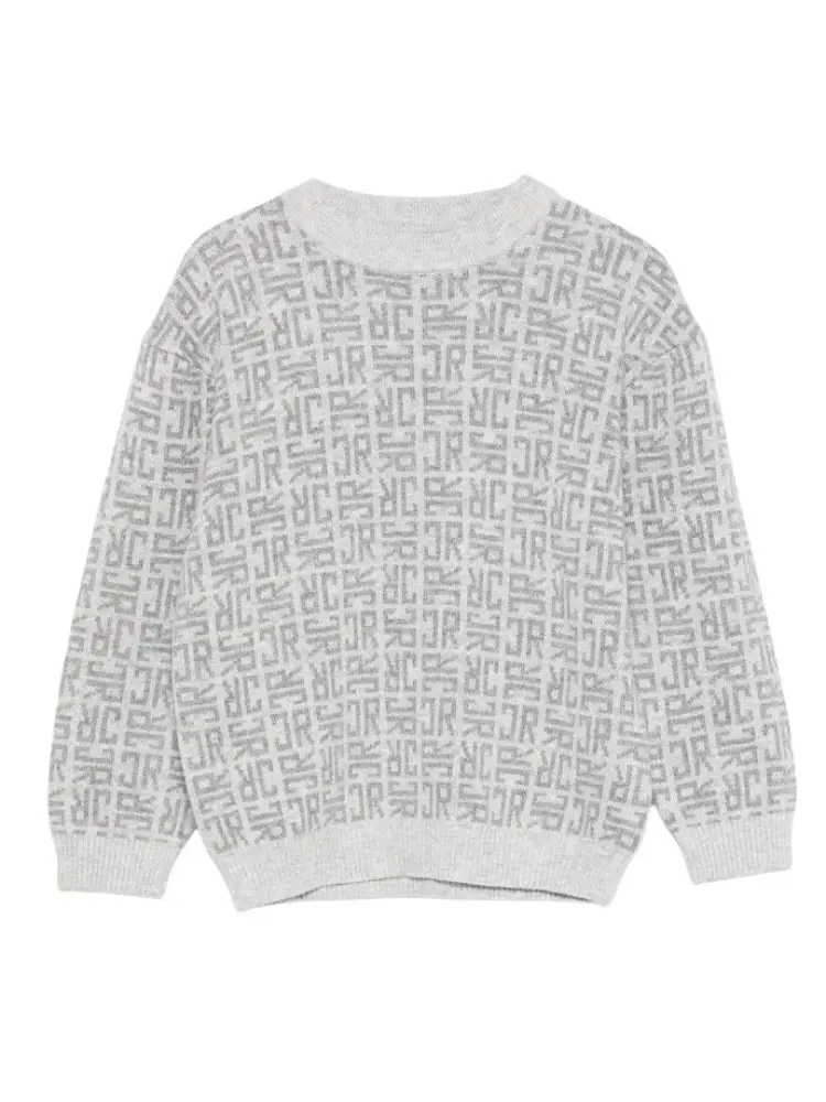 maglia grigia bambino in cotone logo monogram all over