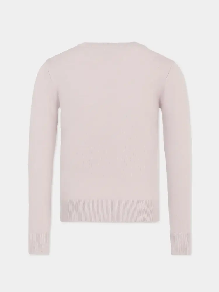 maglia lilla bambina in misto cotone logo a contrasto miniatura 2