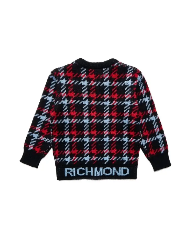 maglia multicolor neonato in misto lana logo sul fondo miniatura 2